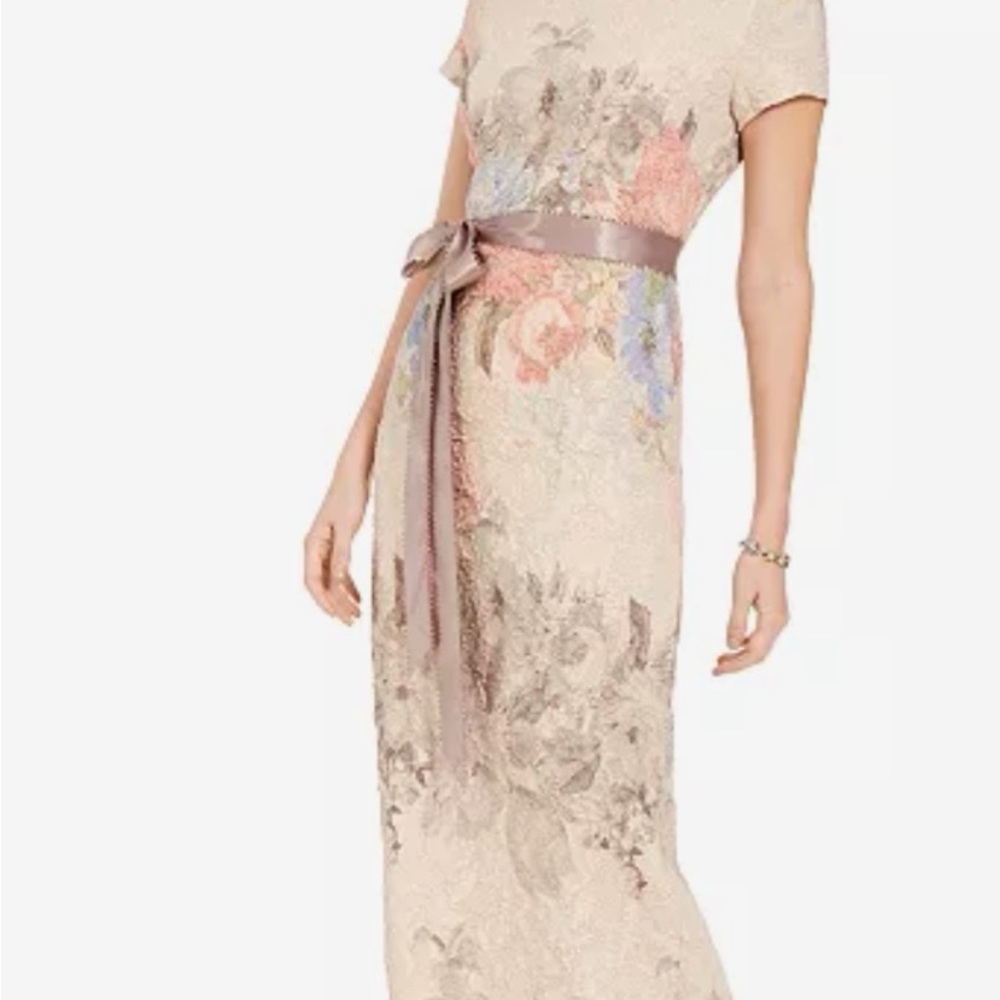 Adrianne Papell | Women's Floral-Print Short Sleeve Column Gown